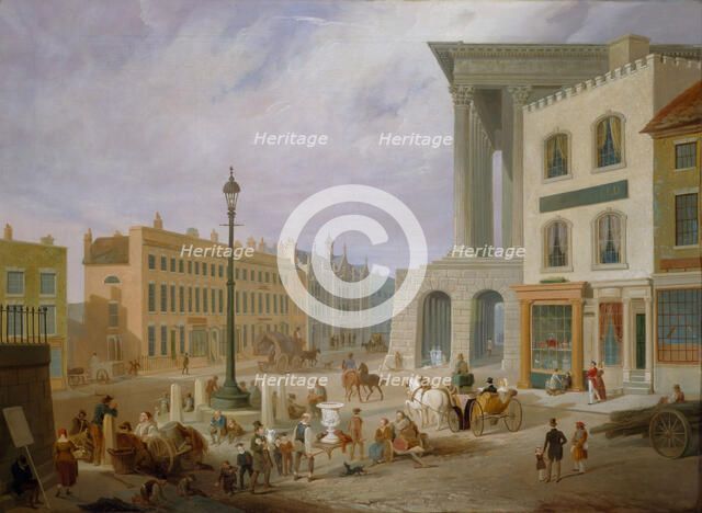 Birmingham Town Hall and Queen's College.  Creator: Samuel Lines.