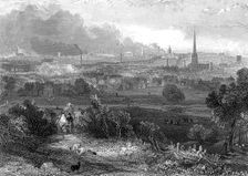 Birmingham viewed from the south showing smoking chimneys, c1860. Creator: Unknown