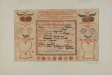 Birth Certificate (taufschein), c. 1940. Creator: Albert J. Levone
