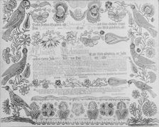 Birth and Baptismal Certificate, 1784. Creator: Attributed to Henrich Dulhauer