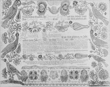 Birth and Baptismal Certificate, 1784. Creator: Attributed to Henrich Dulhauer