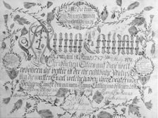 Birth and Baptismal Certificate, 1787. Creator: Unknown