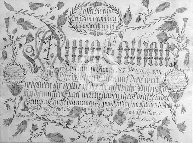 Birth and Baptismal Certificate, 1787. Creator: Unknown.