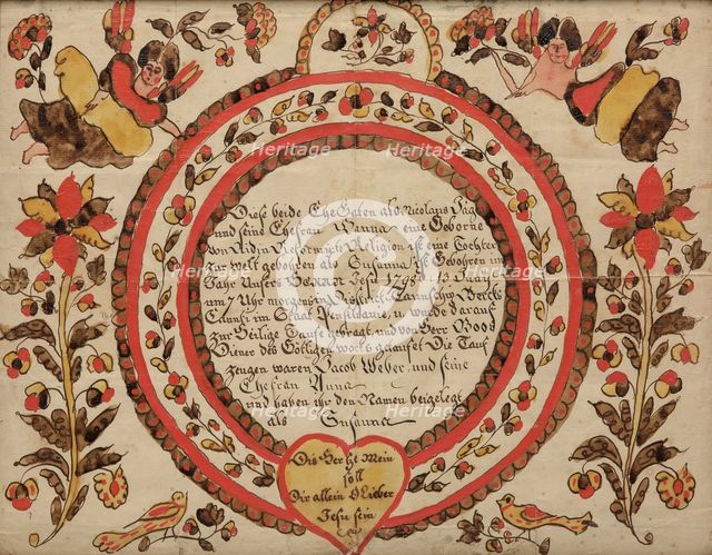Birth and Baptismal Certificate of Suzanna Jager, 1798. Creator: Unknown.