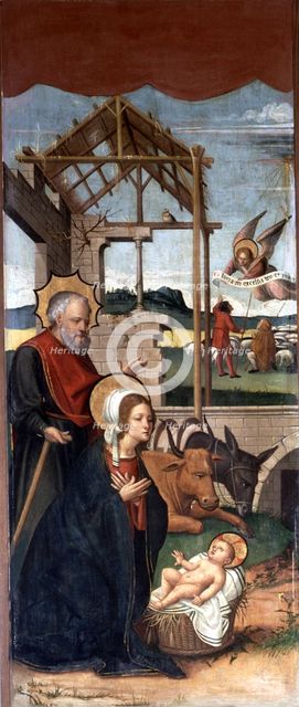  'Birth of Christ', around 1558, tempera and oil on wood, side table of the 'Altarpiece of Santa …