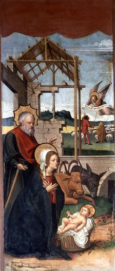 Birth of Christ around 1558, tempera and oil on wood, side table of the Altarpiece of Santa …