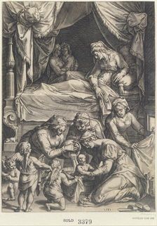 Birth of the Virgin (copy), 1581. Creator: Julius Goltzius