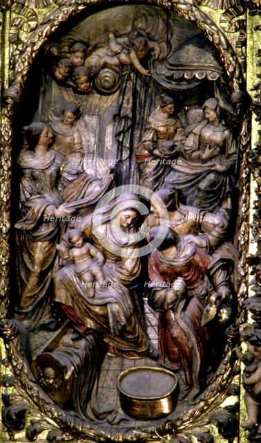 Birth of the Virgin Mary, detail of the altarpiece in the church of Santa María de Arenys de Mar.