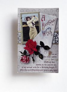 Birthday card with a golfing theme, c1910