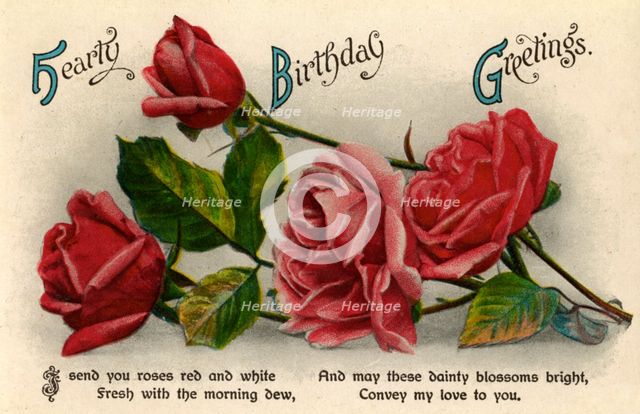 Birthday card, c1900-1929(?). Artist: Unknown