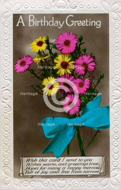 Birthday card, c1910-1939(?). Artist: Unknown