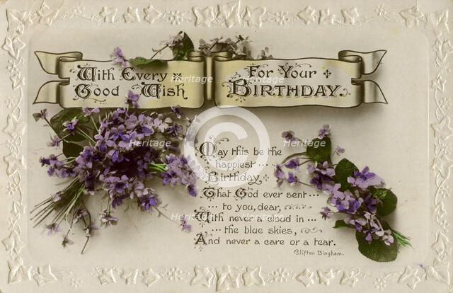 Birthday postcard, c1919. Artist: Unknown