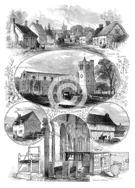 Birthplace and relics of John Bunyan, 1874. Creator: Unknown.