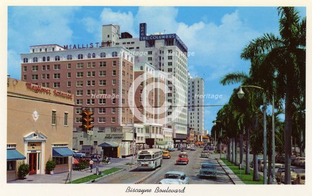 Biscayne Boulevard, Miami, Florida, USA, 1958. Artist: Unknown
