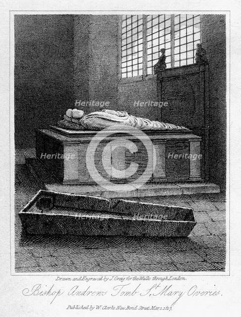 Bishop Andrew's tomb, St Mary Overie's Church, Southwark, London, 1817.Artist: J Greig