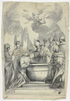 Bishop Annointing Female Saint, n.d. Creator: Unknown