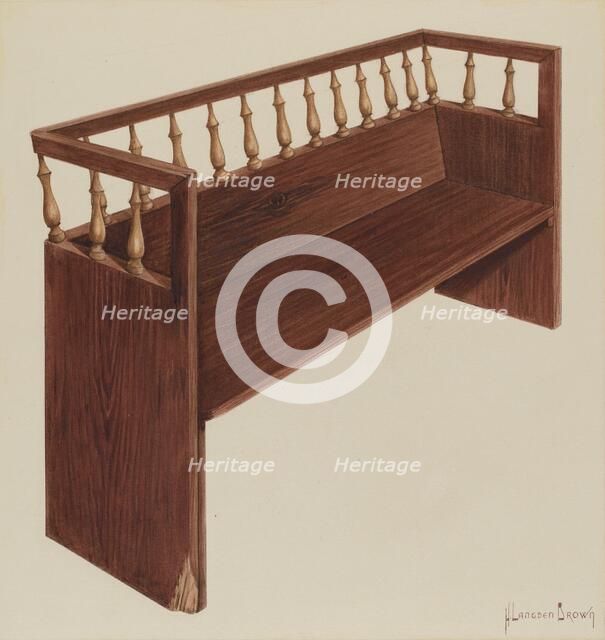 Bishop Hill: Church Pew, 1939. Creator: H. Langden Brown.