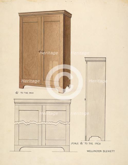 Bishop Hill: Cupboard, 1936. Creator: Wellington Blewett.