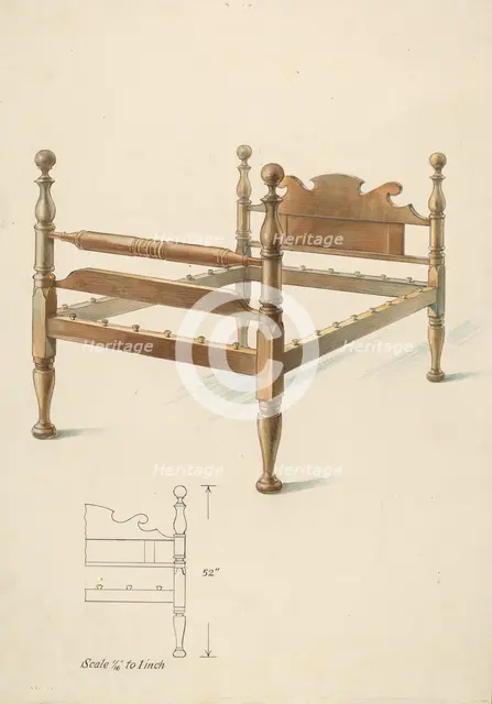 Bishop Hill: Bed, 1936. Creator: Alfred Koehn.