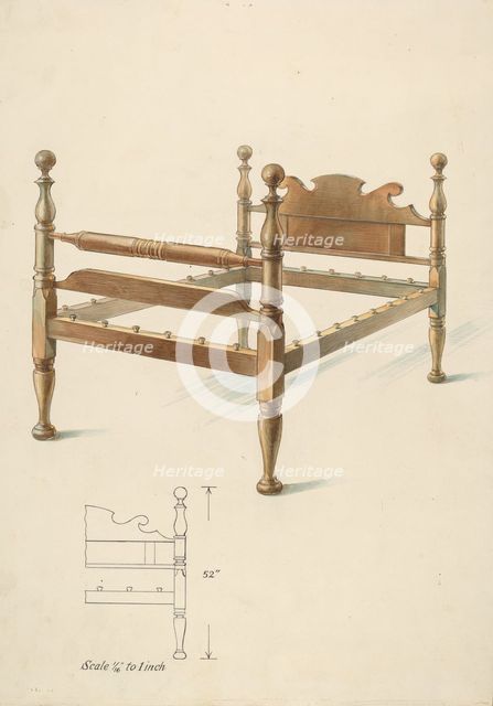 Bishop Hill: Bed, 1936. Creator: Alfred Koehn.