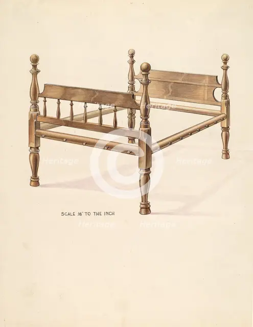 Bishop Hill: Bed, c. 1936. Creator: Wellington Blewett.