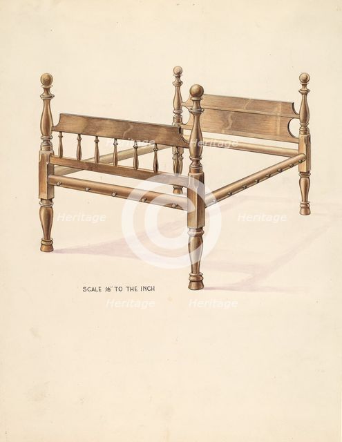 Bishop Hill: Bed, c. 1936. Creator: Wellington Blewett.