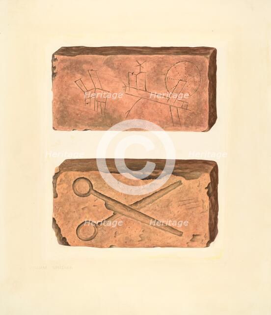 Bishop Hill: Building Bricks, 1938. Creator: William Spiecker.