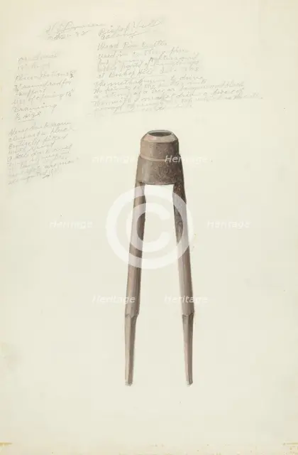 Bishop Hill: Dowel Cutter, 1935/1942. Creator: H. Langden Brown.