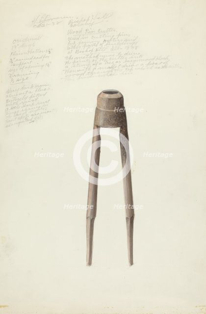 Bishop Hill: Dowel Cutter, 1935/1942. Creator: H. Langden Brown.