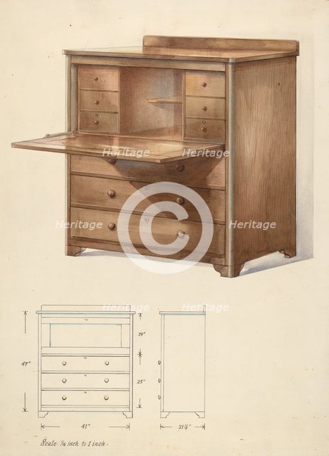 Bishop Hill: Desk, 1936. Creator: Alfred Koehn.