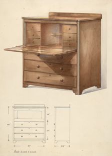 Bishop Hill: Desk, 1936. Creator: Alfred Koehn