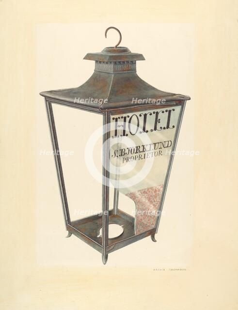 Bishop Hill: Hotel Lantern, c. 1939. Creator: Archie Thompson.