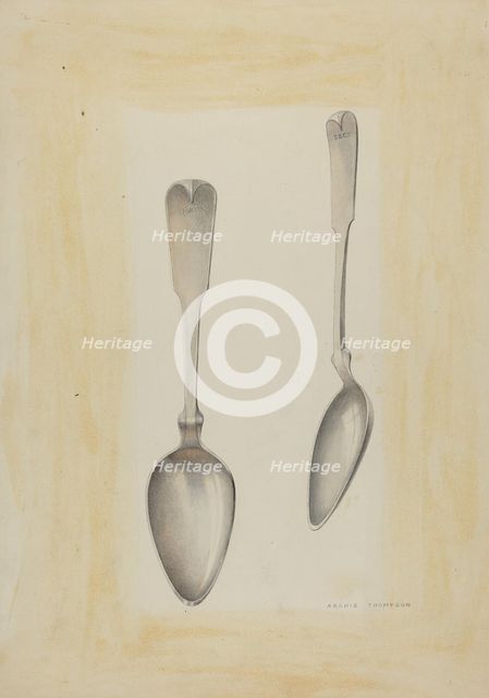 Bishop Hill: Large Silver Spoon, c. 1939. Creator: Archie Thompson.