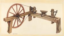 Bishop Hill: Woodturning Lathe, 1939. Creator: H. Langden Brown