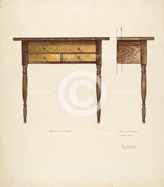 Bishop Hill: Table, 1936. Creator: Roberta Elvis.