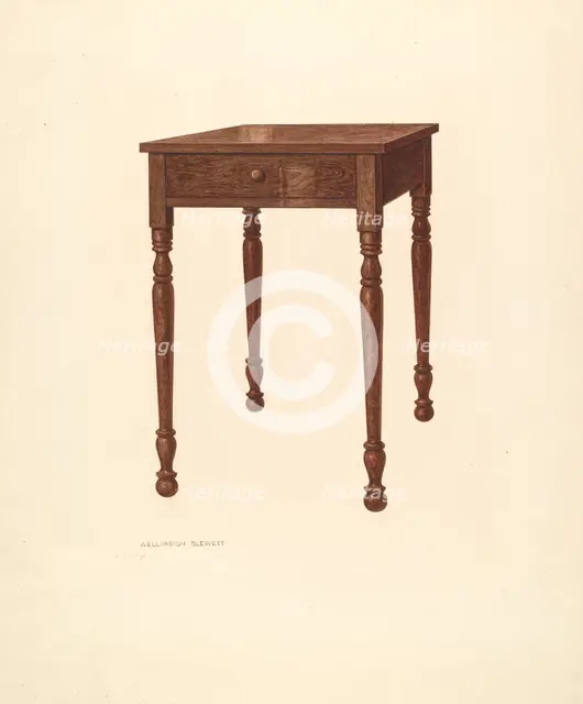 Bishop Hill: Table, c. 1936. Creator: Wellington Blewett.