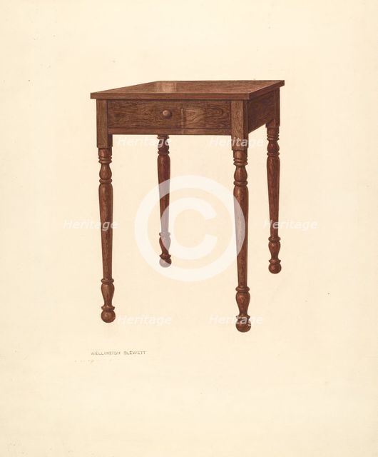 Bishop Hill: Table, c. 1936. Creator: Wellington Blewett.