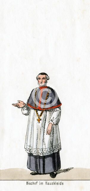 Bishop in house dress, costume design for Shakespeare's play, Henry VIII, 19th century. Artist: Unknown