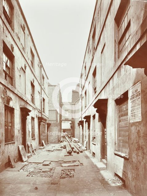 Bishop's Court with boarded-up houses, London, 1906. Artist: Unknown.