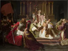 Bishop Stanislaw Szczepanowski Putting a Curse on King Boleslaw Smialy, c1840. Creator: Juliusz Knoor