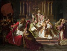 Bishop Stanislaw Szczepanowski Putting a Curse on King Boleslaw Smialy, c1840. Creator: Juliusz Knoor