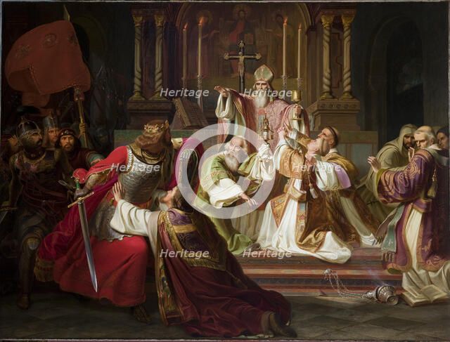 Bishop Stanislaw Szczepanowski Putting a Curse on King Boleslaw Smialy, c1840. Creator: Juliusz Knoor.
