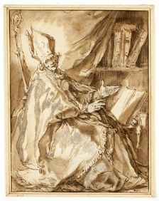 Bishop seated in his Study, seen from his Right Side, c. 1645. Creator: Leonello Spada