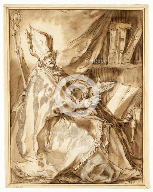 Bishop seated in his Study, seen from his Right Side, c. 1645. Creator: Leonello Spada.