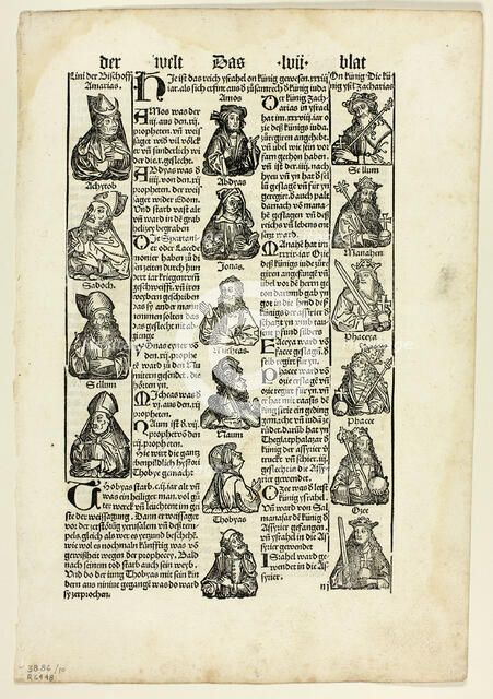 Bishops, Prophets, and Kings from Schedel Weltchronik (Schedel's World History)..., 1929. Creators: Unknown, Johann Schönsperger the Elder, Hartmannus Schedel, Wilhelm Ludwig Schreiber.