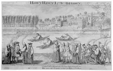 Bishops rowing on the River Thames, London, 1747. Artist: M Bavavinet