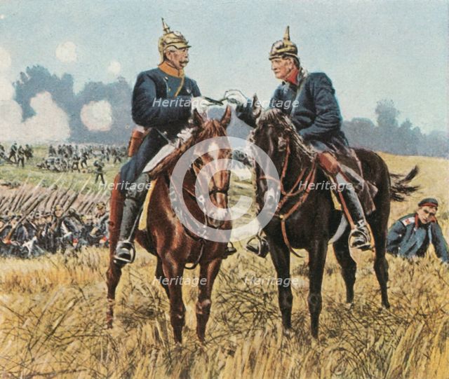 Bismarck and Moltke at Königgratz, 3 July 1866, (1936). Creator: Unknown.
