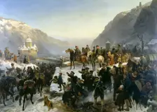 Blücher crossing the River Rhine near Kaub on 1st January 1814, 1860. Creator: Camphausen, Wilhelm (1818-1885)