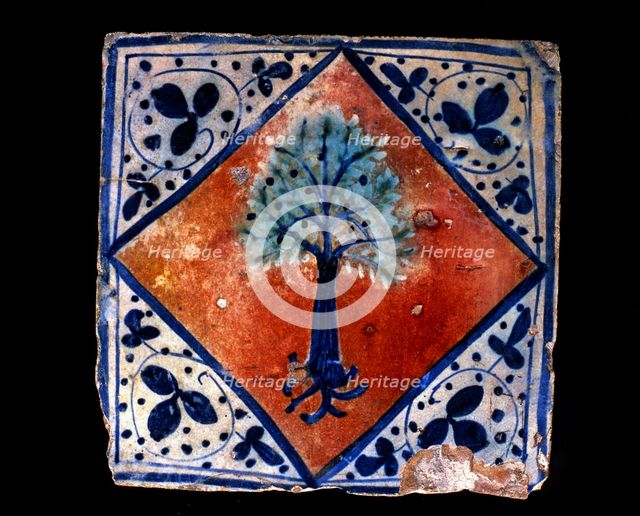 Blue Tile of Manises, 15th century.