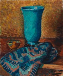 Blue vase, 1928. Creator: Alfred William Finch